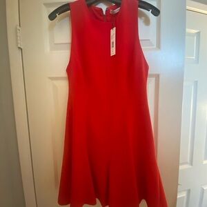Alice + Olivia Red Fit and Flare Halter Midi Dress